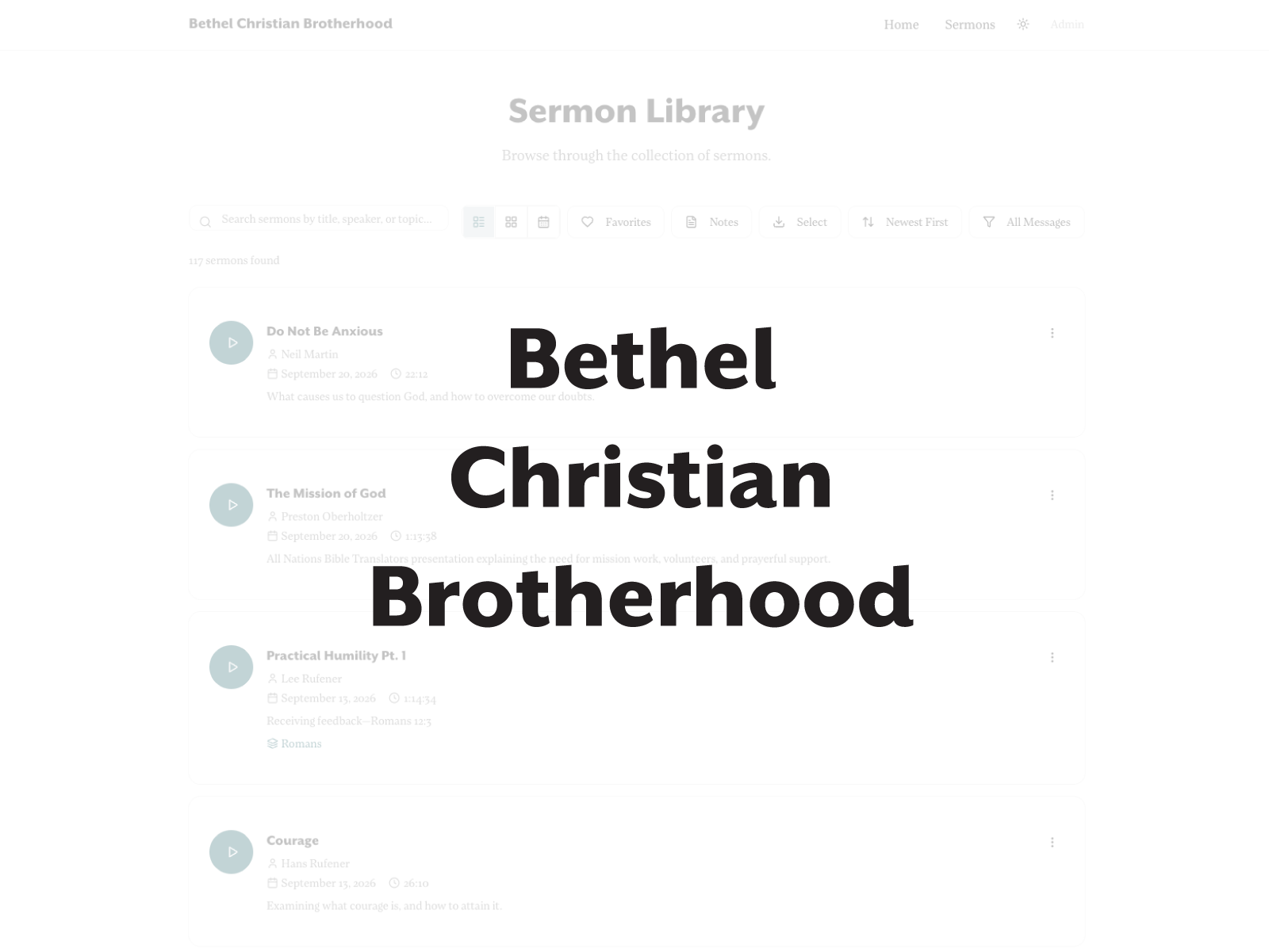 Bethel Christian Brotherhood sermon library