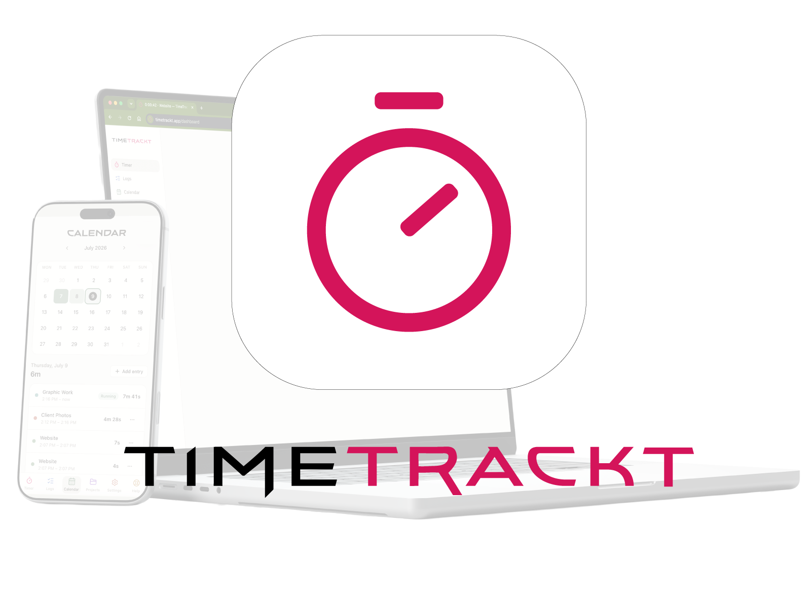 TimeTrackt time-tracking app on desktop and mobile